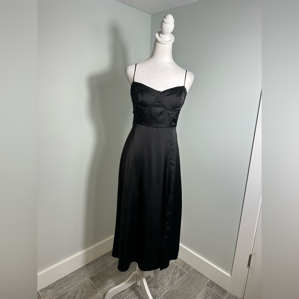 ASTR Gala Bustier Black Midi Party Cocktail Whimsigoth Dark Romantic Dress Sm - Picture 3 of 16